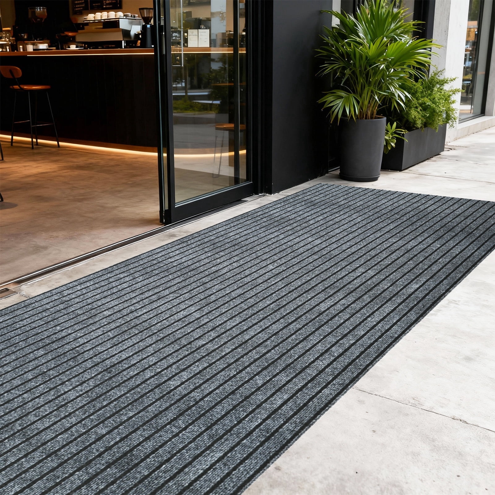 Petoto 10 x 3 ft Commercial Carpet, Non-Slip Hallway Runner Rug, Indoor Outdoor Stripe Entrance Door Mat