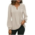 thumbnail image 2 of RYDCOT Long Sleeve Shirts for Women V Neck Blouses Business Casual Tops Solid Color Elegant Tops for Women Ladies Tops and Blouses Dressy on Clearance, 2 of 6