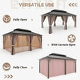 thumbnail image 6 of EAGLE PEAK 12x18 Outdoor Aluminum Frame HardtopGazebo with Galvanized & Powder Coated Steel Double Roof, Includes Netting and Curtains, for Garden, Patio, Deck and Lawn, 6 of 7