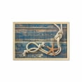 thumbnail image 1 of Maritime Wall Art with Frame, Marine Rope and Starfish on Old Wooden Planks Backdrop Picture, Printed Fabric Poster for Bathroom Living Room, 35" x 23", Night Blue Amber, by Ambesonne, 1 of 2