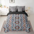 thumbnail image 2 of Manfei Western Hippie Aztec Bedding Comforter Set 7pcs for Teens, Vintage Mid Century King Bedding Sets, Gray Blue Abstract Ombre Reversible Bed Sheets, Super Cozy Room Decor, 2 of 7