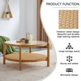 thumbnail image 6 of Royard Oaktree Round Coffee Table w/Glass Tabletop & Rattan Shelf, Boho Wood Circular Living Room Table, 6 of 7