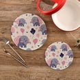 thumbnail image 6 of Coolnut Cute Elephant Round Woven Potholders Set Trivets for Hot Dishe Heat Resistant Non-Slip Trivets for Cooking and Baking Kitchen Home Decor, 6 of 7