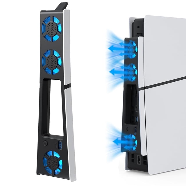 AARONMEI PlayStation 5 Slim Console Host Cooling Fan Cooler External Accessories Blue LED