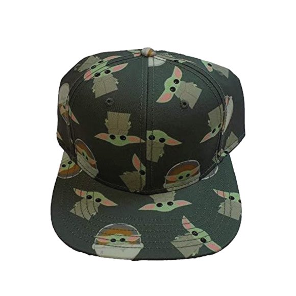Star Wars Mandalorian The Child Baby Yoda Grogu Flatbill Green Snapback Hat Adult