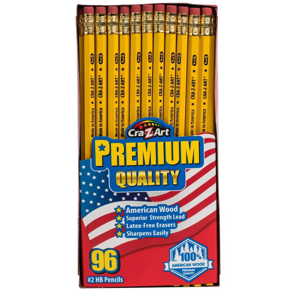 CraZArt HB 2 Yellow Premium Pencils, 96 Count