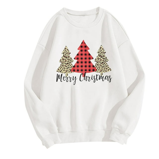 WEAIXIMIUNG Sweatshirts Grande Taille pour Femmes 3X Imprimé de Noël Décontracté à Manches Longues Pull Col Rond Sweat à Capuche