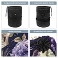 thumbnail image 3 of PhooArto Large Barrel Drawstring Makeup Bag, Purple Rose Sugar Skull Travel Cosmetic Bag Portable Make Up Organizer Bag, 3 of 6