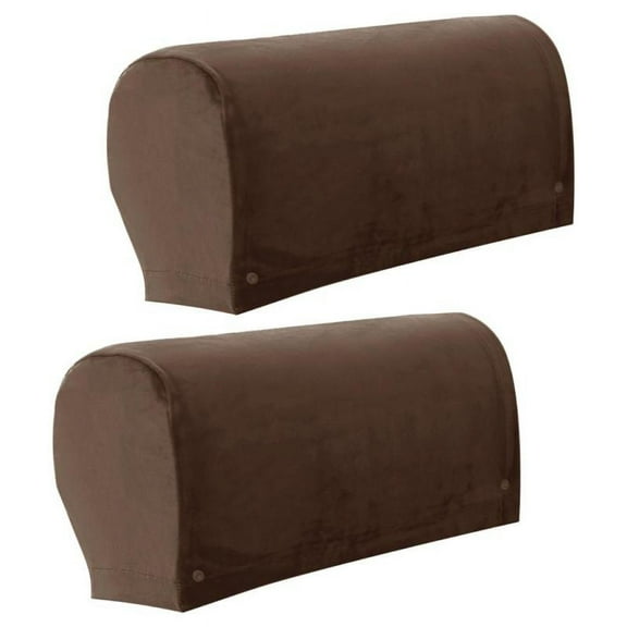 Velvet Sofa Armrest Covers Polyester Arm Covers Solid Soft Couch Armchair Slipcovers with Pins Anti-Slip Washable Home Decor