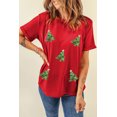 thumbnail image 7 of Women's Red Sequined Christmas Tree Graphic Crewneck T-Shirt | [ZhiHiMeRi] | (US 20-22)2XL, 7 of 7