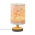 thumbnail image 2 of Small Table Lamp LED Bedside Nightstand Lamps with Fabric Shade Decor Desk Lamp for Living Room Bedroom Office Watercolor Cute Rabbit and Flower, 2 of 7