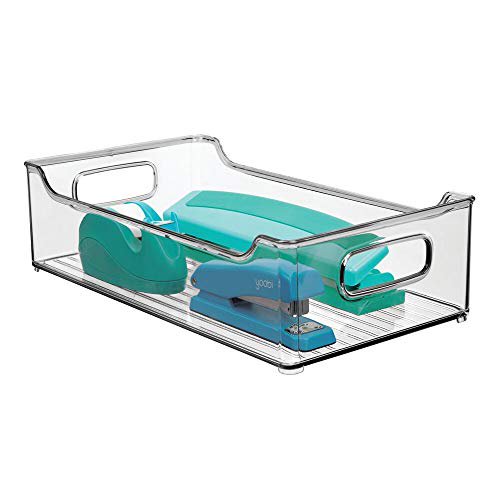 mDesign Stackable Plastic Home, Office Storage Bin Container Desk and