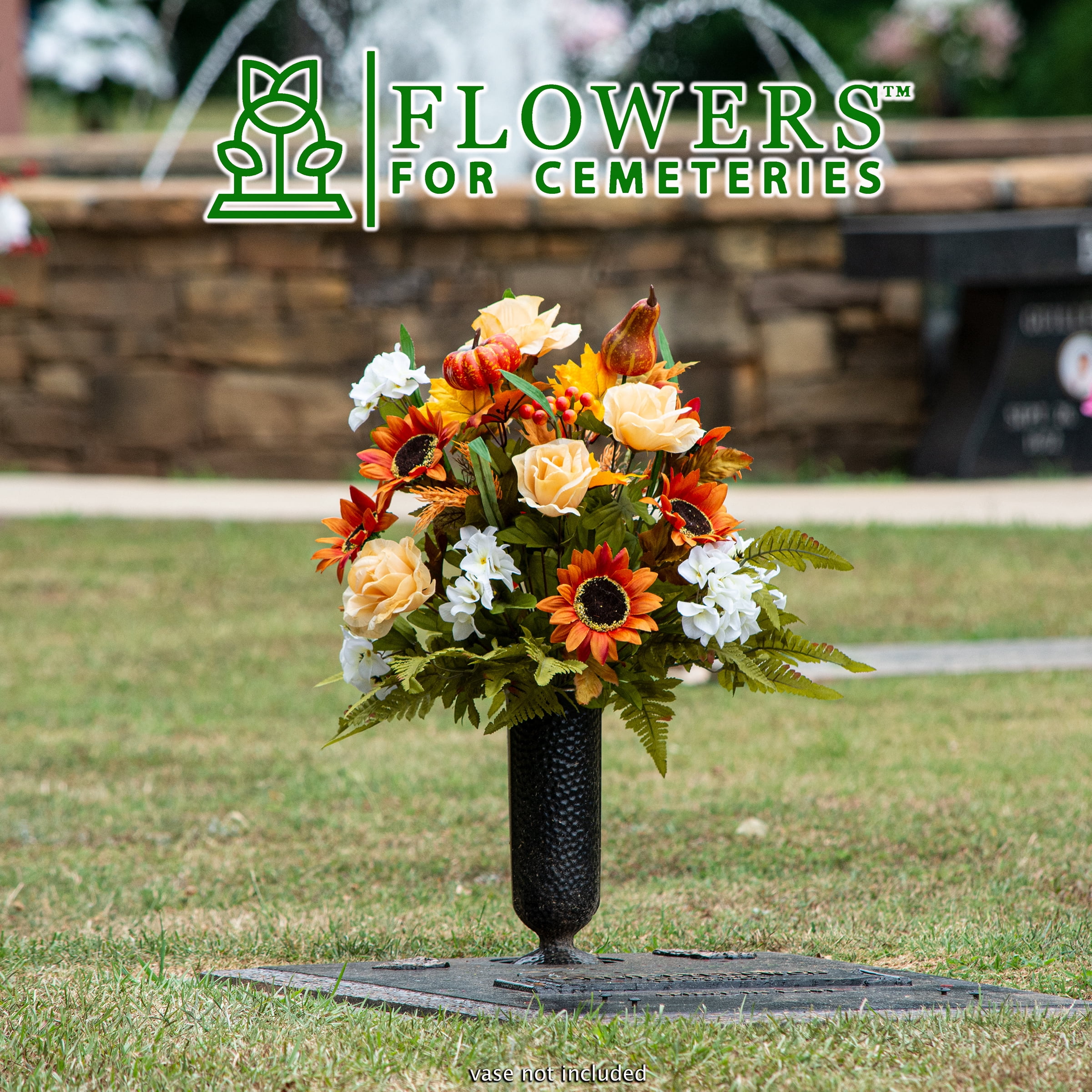 Sympathy Silks 24" Artificial Auburn Sunflower Cream Rose Fall Bouquet