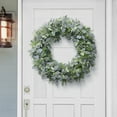 thumbnail image 2 of Puleo International 28" Artificial Flocked Lambs Ear Spring Door Wreath, Green/Gray, 2 of 3