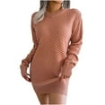 thumbnail image 2 of RYDCOT Sweater Dresses for Women 2023 Winter Casual Printed Round Neck Knitted Dress Long Sleeve Dresses for Women 2023 Pullover Dress or Clearance, 2 of 4
