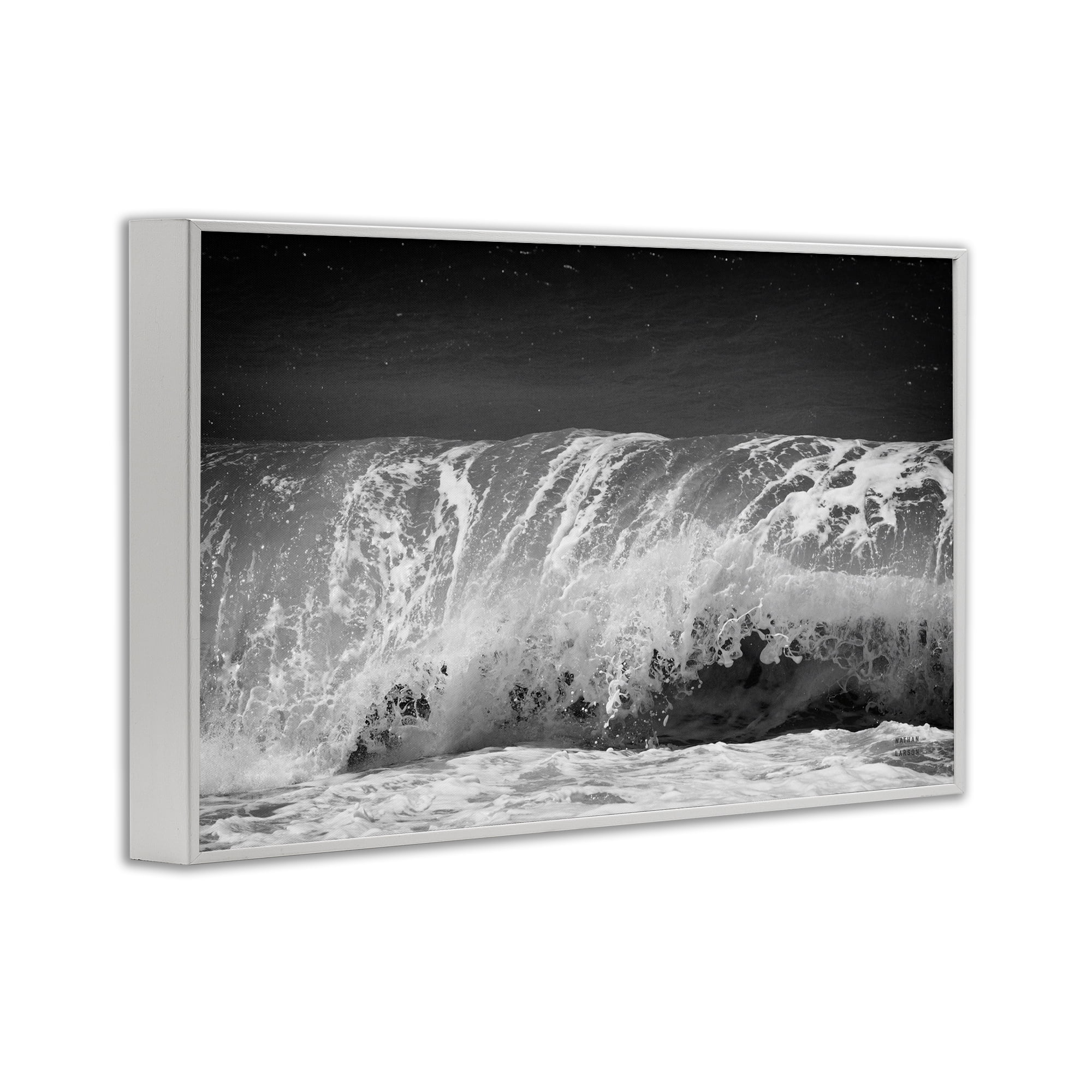 Stupell Industries Rolling Waves Night Sky Landscape Photography White Framed Art Print Wall Art, 24 x 16