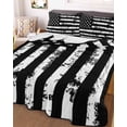 thumbnail image 3 of Quilts Twin Size, Black White Soft Comforter Bedding Set for Bed, Retro Stars Stripes Flag Shabby Chic Texture Lightweight Quilted Bedspread with Pillow Cover(2 Pieces) for All Season, 68x86 Inch, 3 of 6