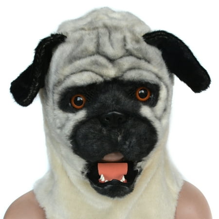 HOMCOM Pug Dog Costume Mouth Mover Halloween / Cosplay Mask