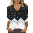 thumbnail image 2 of Elvqul Blouses for Women Shirts Pullover 3/4 Sleeve Lightweight V Neck Relaxed Fit Casual Womens Blouses, 2 of 5
