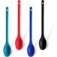 thumbnail image 1 of 4 Pieces Silicone Mixing Spoon Long Multicolored Nonstick Kitchen Spoon Silicone Serving Spoon Heat-resistant Stirring Spoon for Kitchen Cooking Baking Stirring Mixing Tools (Black, Red, Blue, Green), 1 of 7