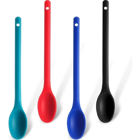 Limei Silicone Mixing Spoon Long Multicolored Nonstick Kitchen Spoon Silicone Serving Spoon Heat-resistant Stirring Spoon for Kitchen Cooking Baking Stirring Mixing Tools (Blue)