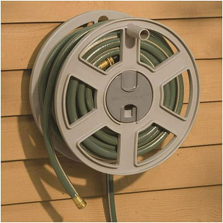 Suncast 100 ft. Sidewinder® Mounted Resin Hose Reel, Taupe - NEW