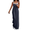 thumbnail image 2 of Womens Casual Loose Jumpsuits Summer Boho Wide Leg Rompers Sleeveless Overalls with Pockets Navy L, 2 of 8