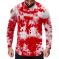 thumbnail image 1 of T-shirts d'Automne pour Homme Col Rond Manches Longues Hauts Imprimé Teinture sur Nœuds Blouses d'Automne, 1 of 5