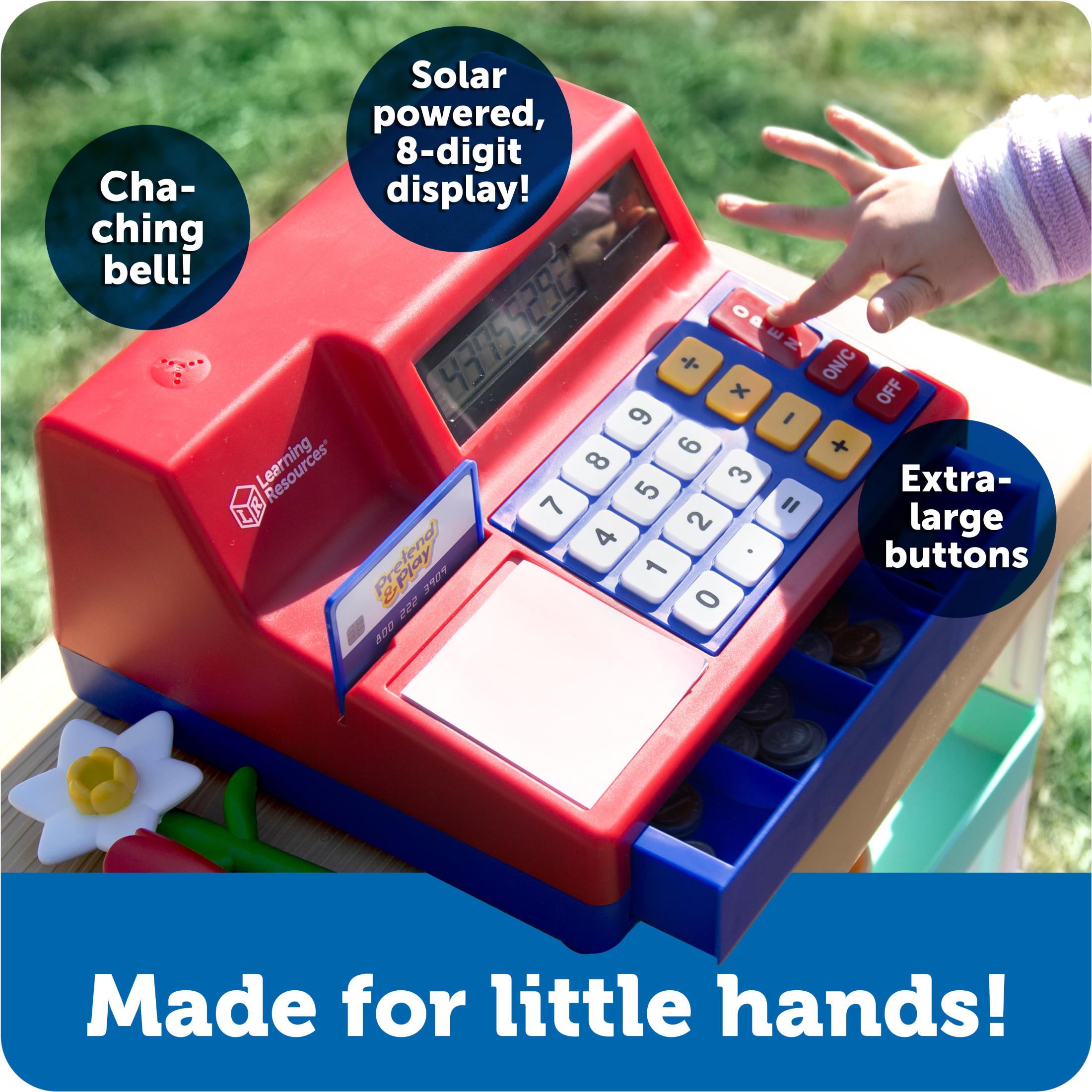 Learning Resources Pretend & Play Calculator Cash Register, Ages 3+ photo 3