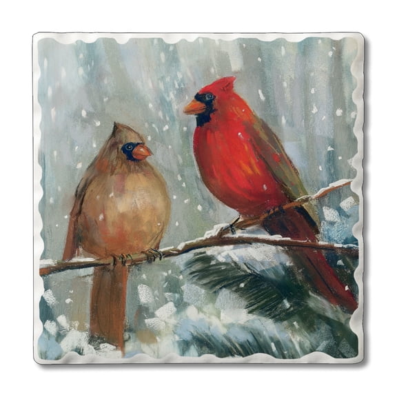 Thirstystone Winter Birds 4-Pack Tumbled Tile Coasters