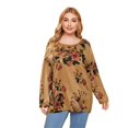 thumbnail image 1 of Womens Casual Long Sleeve for T Shirts Round Neck Pullover Tunic Top Ethnic Vintage Floral Printed Loose Blouse Tee XL-4 4XL, 1 of 4