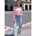 thumbnail image 5 of Women'S Cropped Cardigan Sweaters Long Sleeve Button Down Sweaters Knit Cardigan Cute Y2k Open Front Crop Top Pink L, 5 of 8