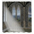 thumbnail image 3 of Ambesonne Fantasy Shower Curtain, Crepuscular Rays Palace, 69"Wx75"L, Grey Cream White, 3 of 3