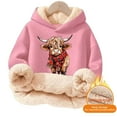 thumbnail image 4 of Big Girls Hoodies Sweatshirts Girls Lined Hoodie Cute Print Sweatshirt Warm Pullover Top Cozy Youth Outerwear Pink 11T-12T, 4 of 5