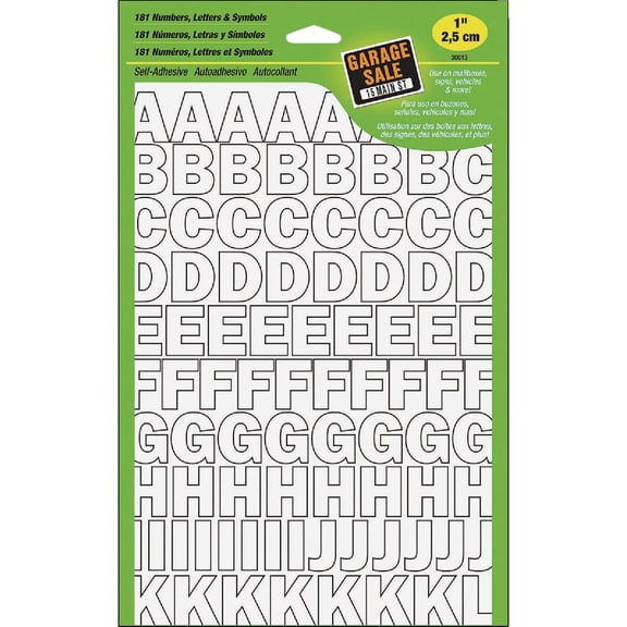 Hy-Ko 1 in. White Vinyl Letters and Numbers 0-9, A-Z Self-Adhesive 1 pk