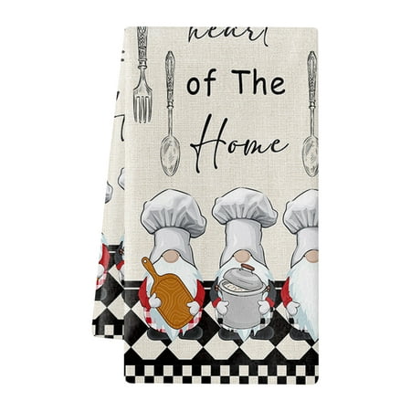 

Biplut Hand Towel Strong Water Absorption Soft Kitchen Cleaning Thick Cute Gnomes Print Microfiber Cleaning Towel for Hotel (D)