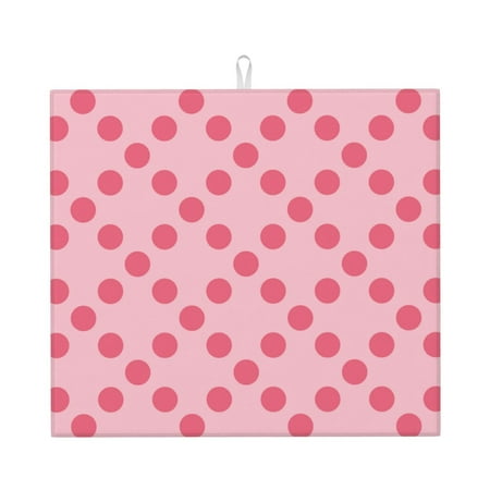 

Dish Drying Mats for Kitchen Counter Pinkdot pattern 16x18in Dish Drying Pad Coffee Mat with Hanging Loop Super absorbent Kitchen Counter Mat Coffee Bar Accessories