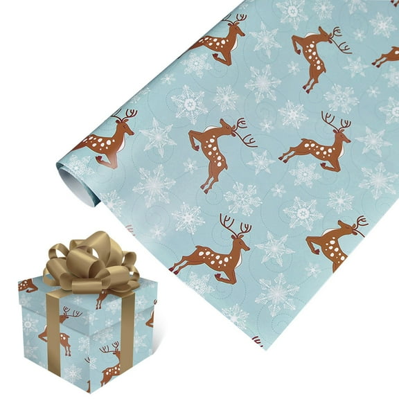 LHWEN Christmas Wrapping Paper Single-sided Classic Santa Patterns 75cmX51cm 4.11 Square Feet Coated Material Perfect Gift Box Packaging Festive Holiday Decor Tree Gifts Light