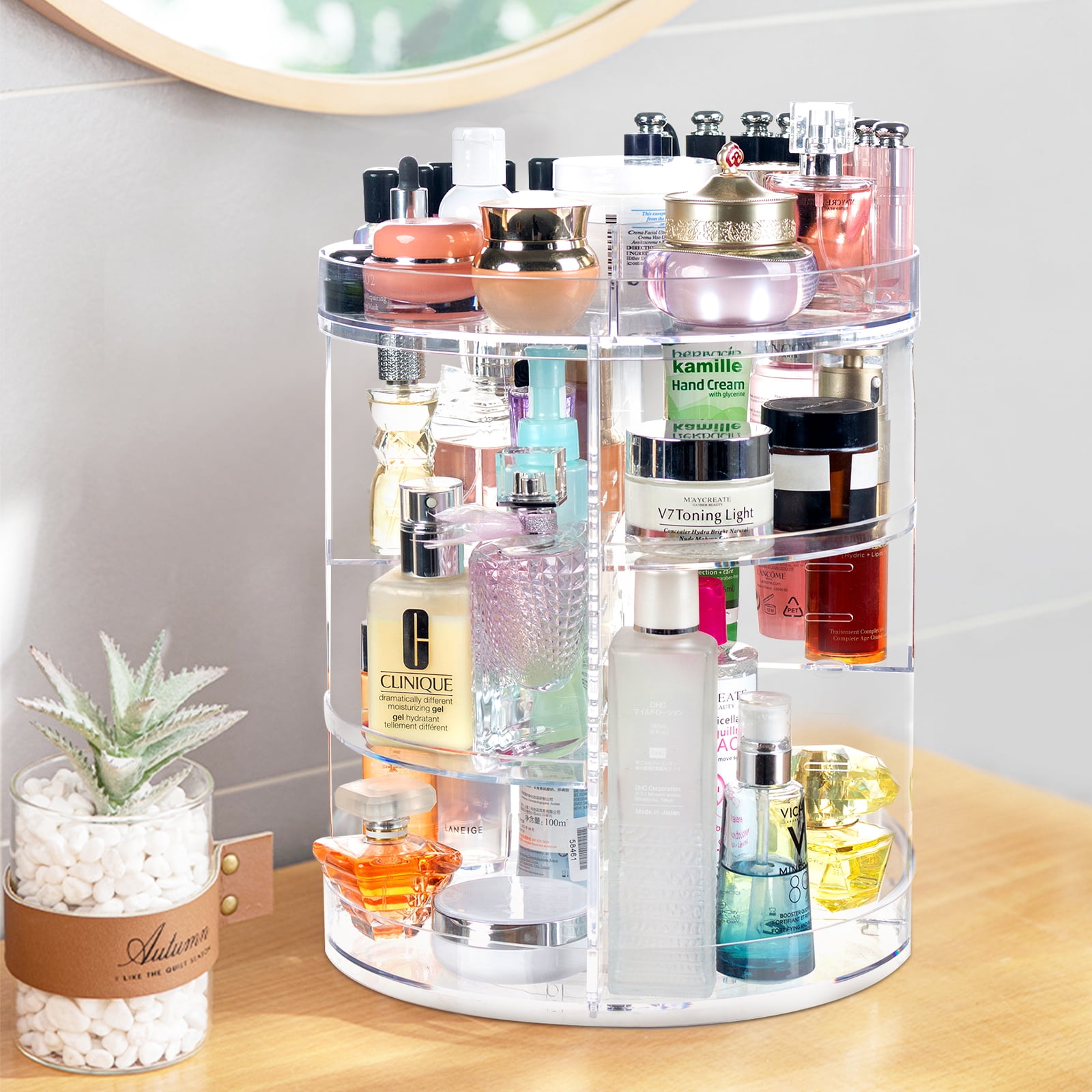 Allnice Rotating Makeup Organizer for Vanity, 3 Layers Big Capacity Makeup  Storage Organizer, Multi-Function Clear Makeup Organizer for Counters