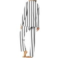 thumbnail image 6 of Womens Pajama Sets Fashion Print Long Sleeve Button Up Collared Shirt with Pj Bottoms 2 Piece Sleepwear Pants Set (2XL, White Striped), 6 of 6