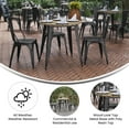 thumbnail image 3 of Flash Furniture Declan Commercial Grade Indoor/Outdoor Dining Table, 30" Round All Weather Brown Poly Resin Top with Black Steel Base, 3 of 11