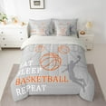 thumbnail image 2 of Castle Fairy Children Teens Adults Eat Sleep Basketball Bedding Comforter Set 7-Piece,Grey Orange King Bedding Sets,Sport Gamer Ultra Soft Bed Sheets,Ultra Soft Home Decor,Reversible, 2 of 8