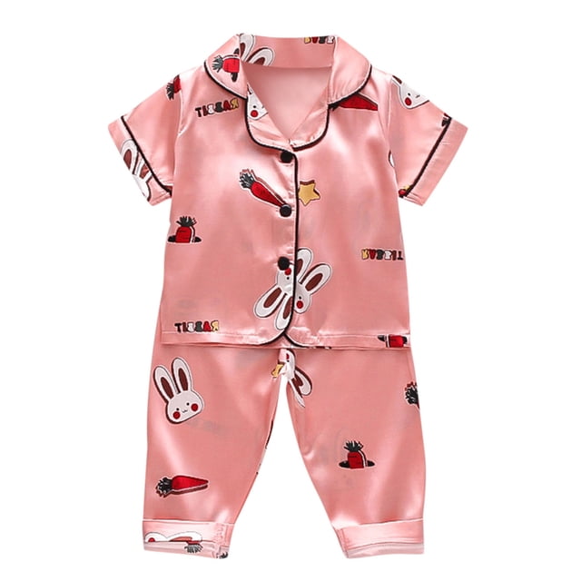 TIEVOSA Boys Girls Rabbit Star Tops+Pants Pajamas Sleepwear Outfits 3-13 Years Old
