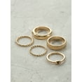 thumbnail image 4 of Time and Tru Goldtone Initial Letter Ring Set, 5 Piece, Size 7, Letter V, 4 of 4
