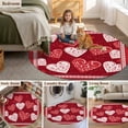 thumbnail image 6 of Round Area Rug 3ft, Retro Valentine's Day Textured Love Heart Non-Shedding Washable Area Rug, Romantic Red Non Slip Low-Profile Circle Rugs for Living Room, Bedroom Dining Room, 6 of 9