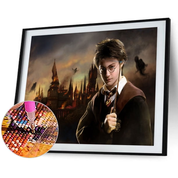 Cuadros Decorativos Kits de pintura de diamantes de Harry Pottertaladro redondo completodecoración de paredarte artesanal Ehuebsd embutido en tela