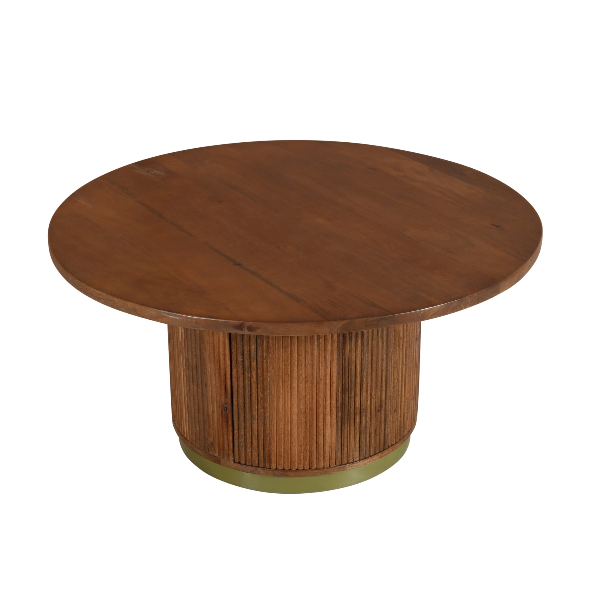 Ox Bay Natalia Mid-Century Storage Chestnut Finish Round Coffee Table