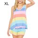 thumbnail image 1 of Pijama sin mangas Jumpingount con cuello y estampado de rayas de bloque de color para mujer Color claro XL, 1 of 6