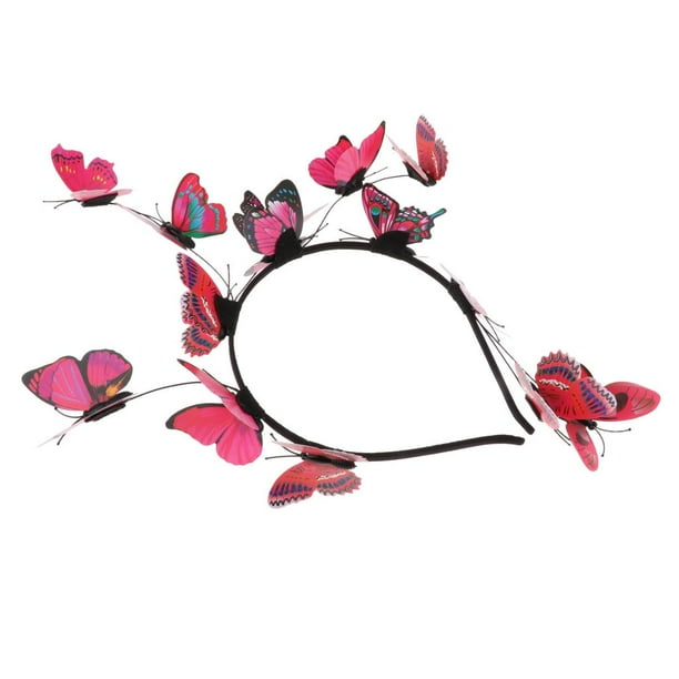 Diadema de de mariposa Accesorios de fotografía de de aro de cabellero de mariposa 3D, elegante , roja , tal se describe BLESIY Banda para el cabello de Crown
