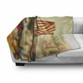 thumbnail image 3 of United States Soft Flannel Fleece Blanket, American Flag Waving in City National Independence Day Celebration Theme, Cozy Plush for Indoor and Outdoor Use, 50" x 60", Sepia Red Blue, by Ambesonne, 3 of 6